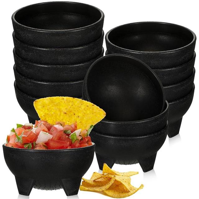 Maxcheck 12 Pcs Salsa Bowls for Party 4.5" Diameter, Plastic Mexican Salsa Bowls Guacamole Cute Chips and Food Serving Dish for Party Fiesta Chip Dish food Candy(Black)