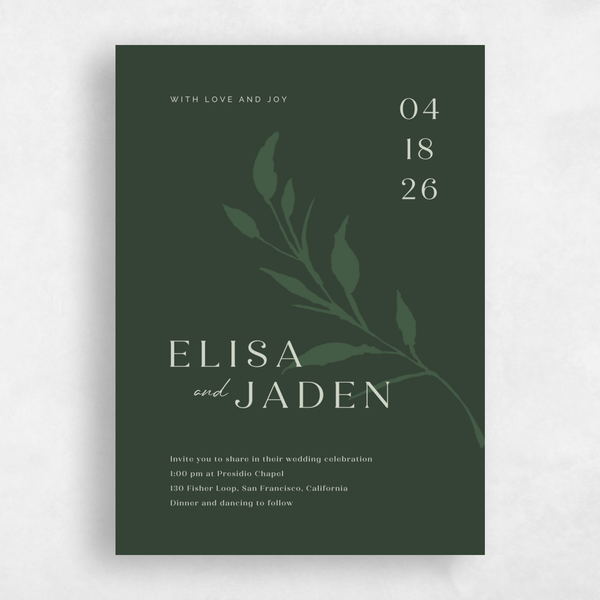 Aneci Classic | Khaki Green | Zola Wedding Invitations