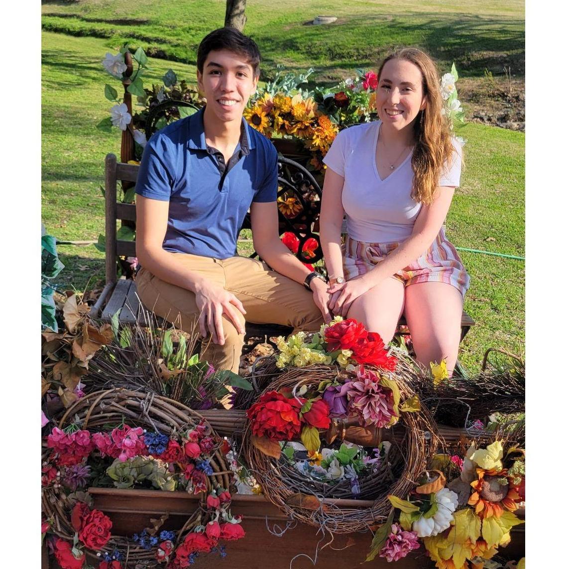 In the spring of 2021, we visited The Chairy Orchard in Denton, Texas, and got this cute photo taken of us during our visit!