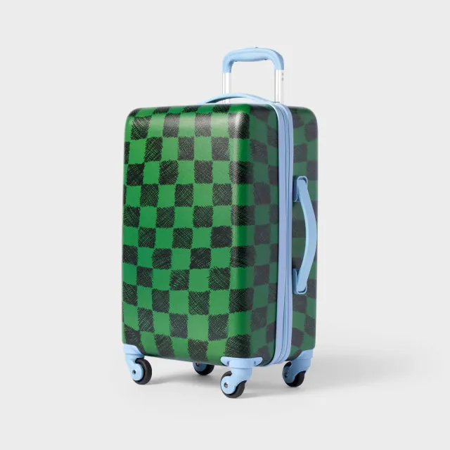 Kids' Hardside Carry On Spinner Suitcase Green Checkered - Cat & Jack™️