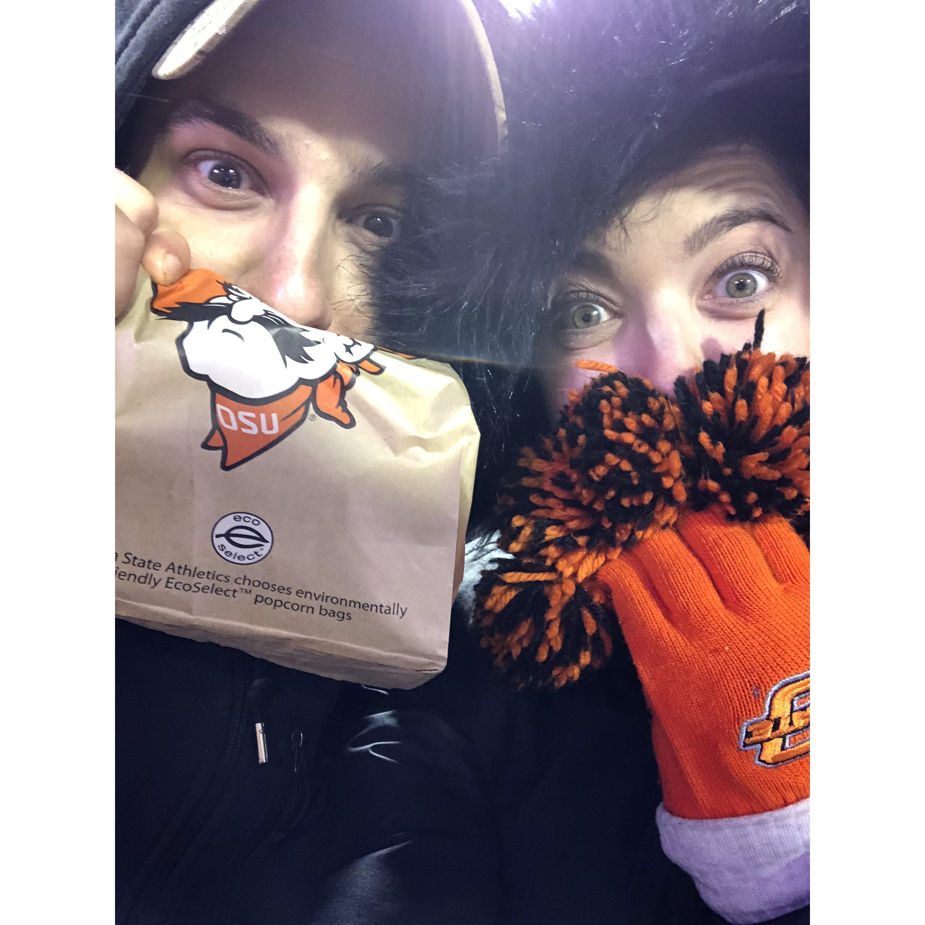 At the OU vs OSU Bedlam football game - Luke snagged the most amazing seats! It was SO cold and SO windy but we LOVED it!