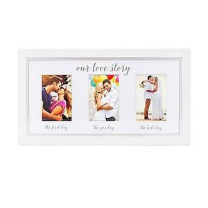 Pearhead® "Our Love Story" 3-Photo Collage Picture Frame in White
