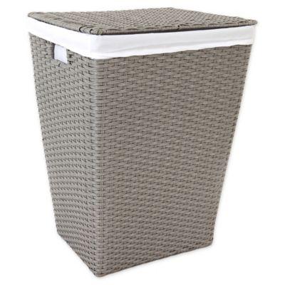 ORG Poly-Rattan Tapered Rectangular Hamper in Grey/Light Grey