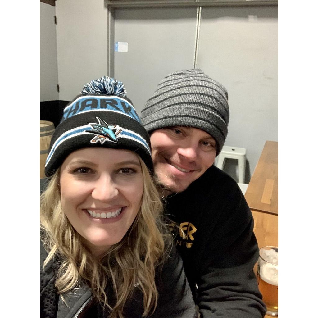 Our first photo together watching Hockey at a Brewery