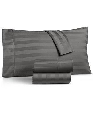 1.5" Stripe 100% Supima Cotton 550 Thread Count 4 Pc. Sheet Set, Queen, Created for Macy's