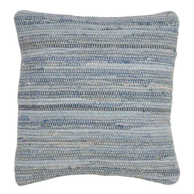 20"x20" Oversize Down Filled Denim Chindi Square Throw Pillow Blue - Saro Lifestyle