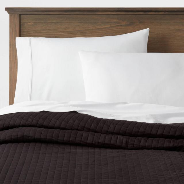 King Washed Cotton Sateen Quilt Black - Threshold™