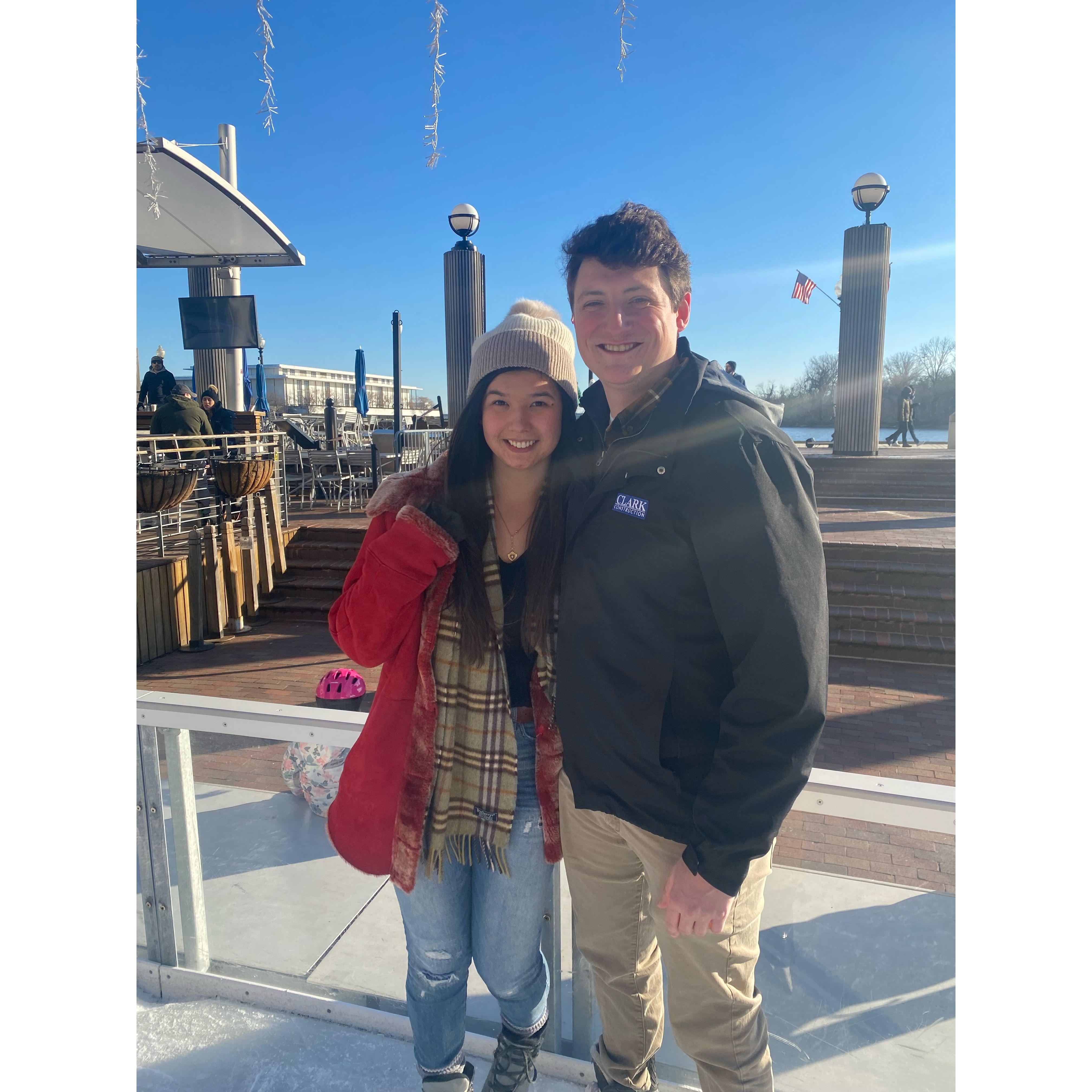 Our first time ice skating. Yes - Mickey showed off!