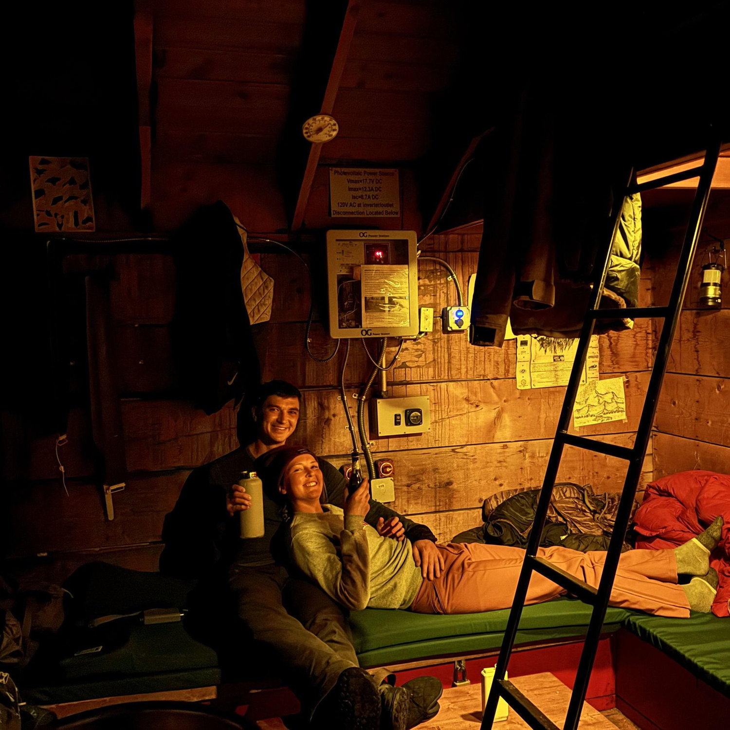 Cozy cabin lounging on a winter snowshoe backcountry hut trip! (2025). With Gina, Will, Ted & Lucy!