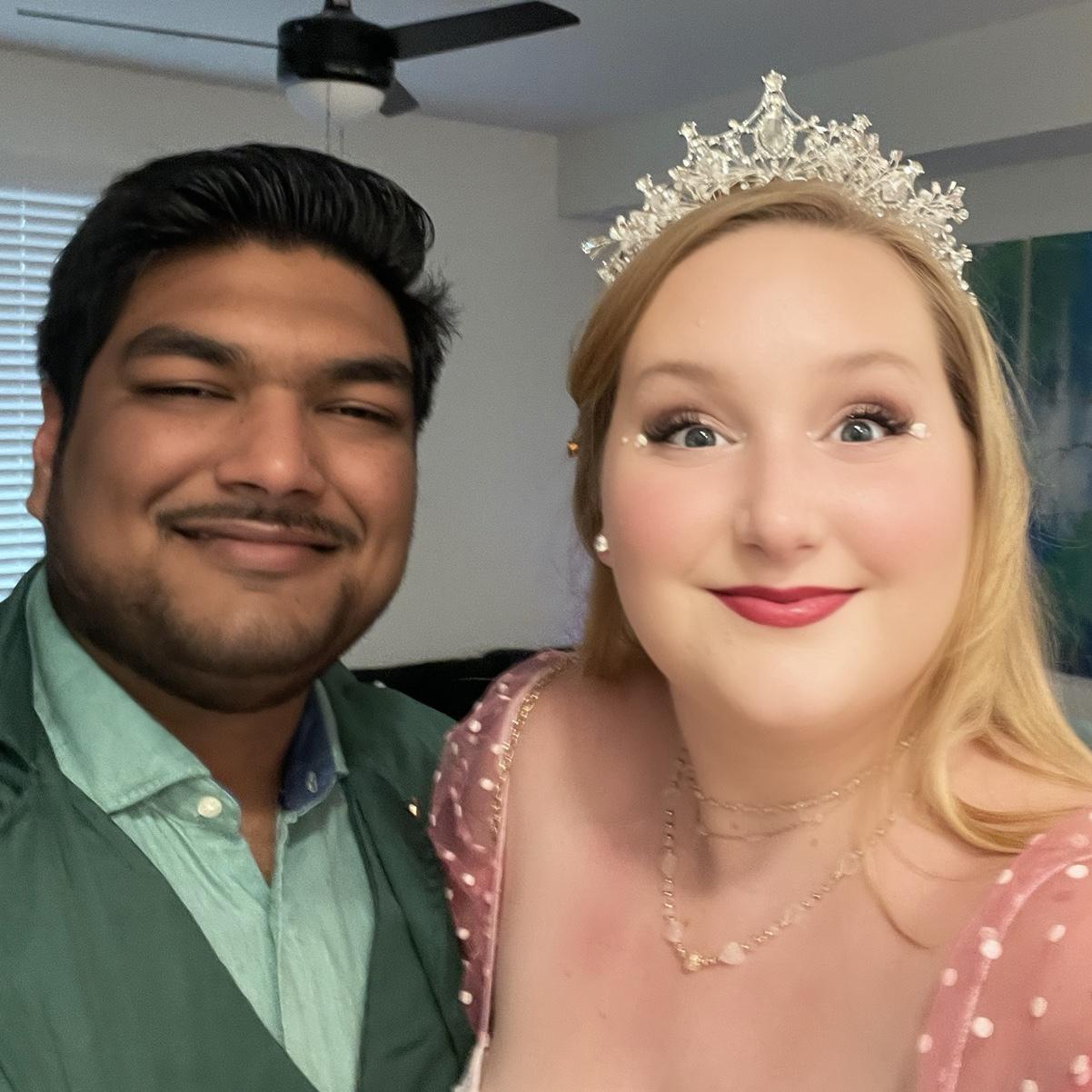 Halloween 2024 where I was Glinda the Good Witch and Mudit was the Wizard of Oz