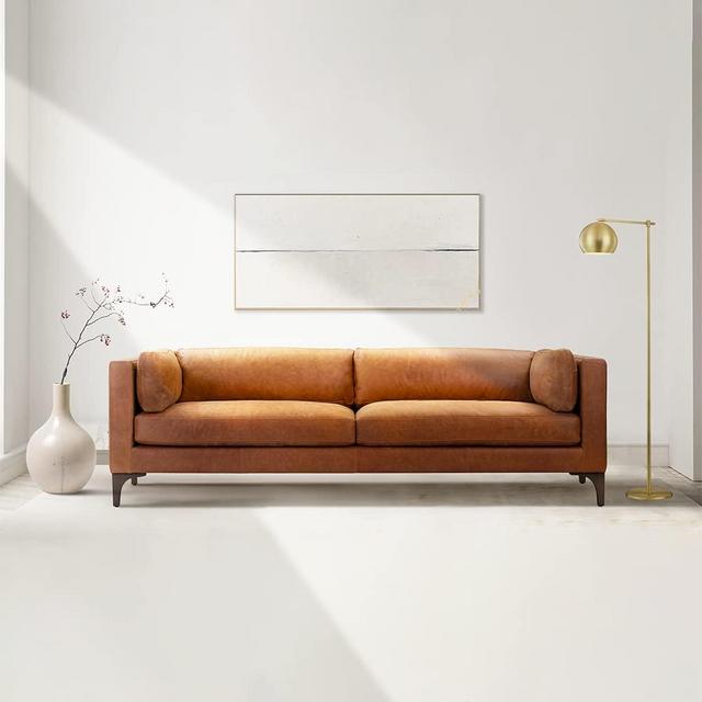 POLY & BARK Argan Sofa in Full-Grain Pure-Aniline Italian Leather, Cognac Tan