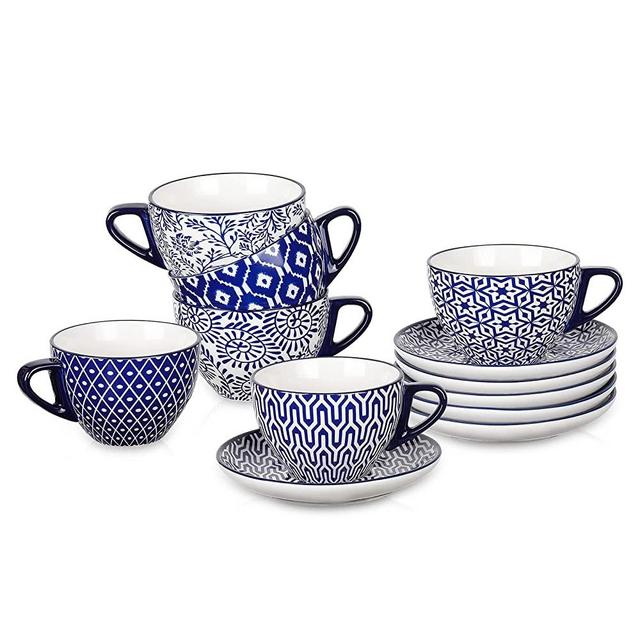 LE TAUCI Espresso Cups Set of 4, Ceramic Small Coffee Mugs Set, Artic White