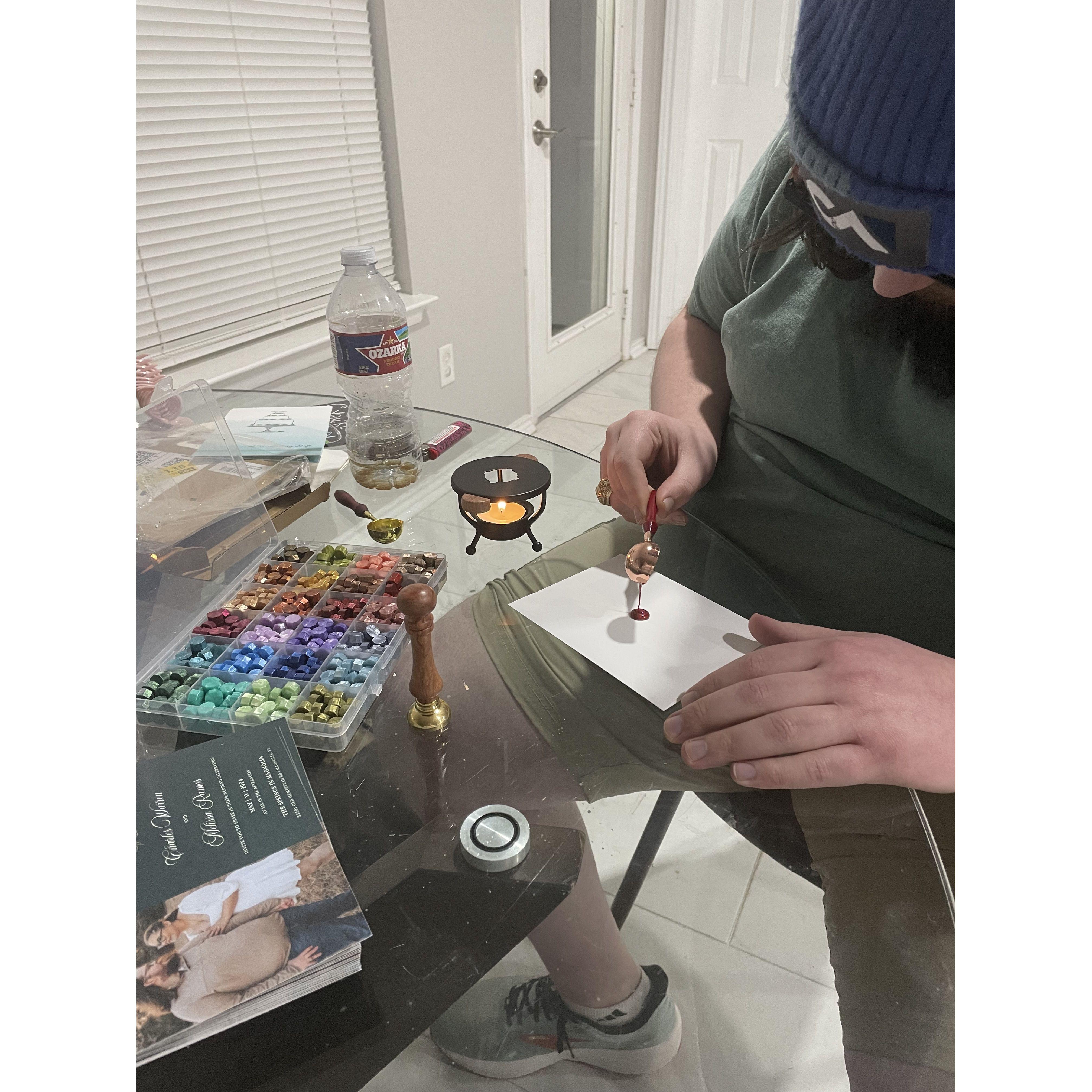 adding wax seals to our invites!!