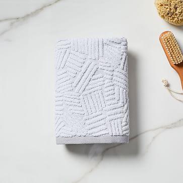 Organic Dashed Lines Sculpted Hand Towel, Gray Sky