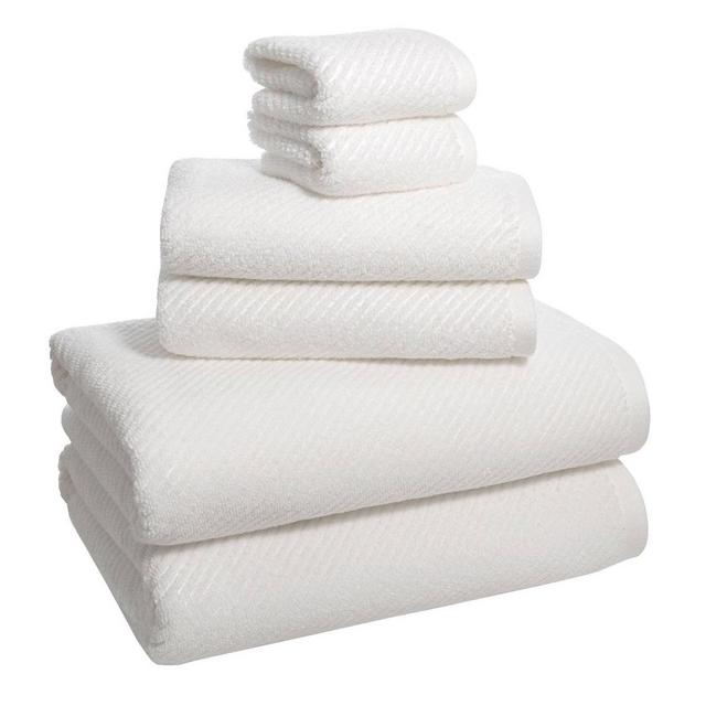 6pc Textured Quick Dry Bath Towel Set White - Alfred Sung Home