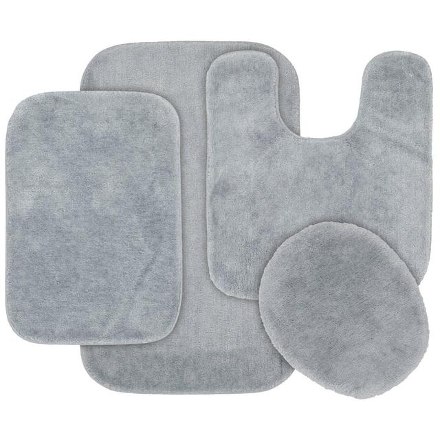4pc Traditional Nylon Bath Rug Set Platinum Gray - Garland
