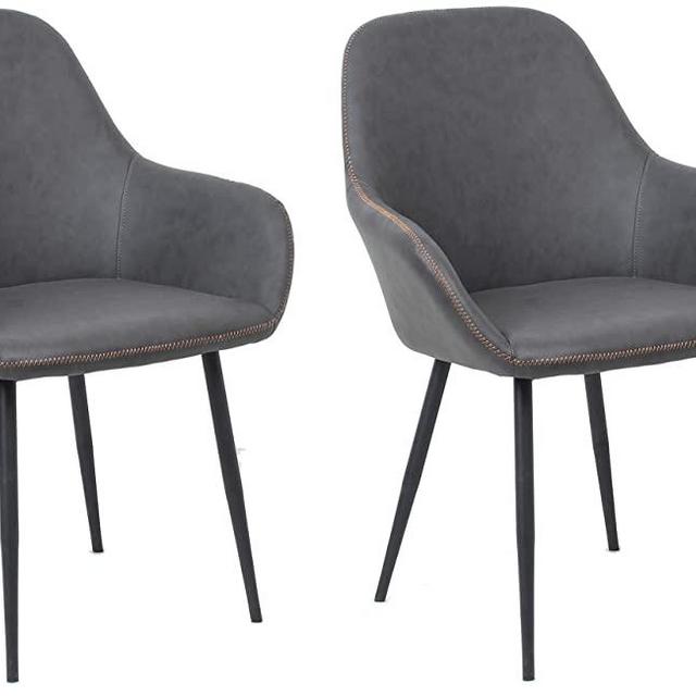 BTEXPERT Dark Accent Dining Set of 2, Gray 18" Chair 2 Pack