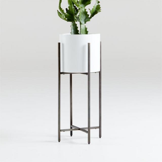 Dundee White Round Planter with Short Stand