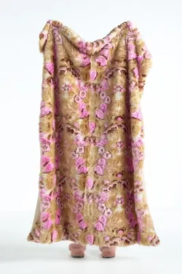 Cordelia Jacquard Floral Faux-Fur Throw Blanket