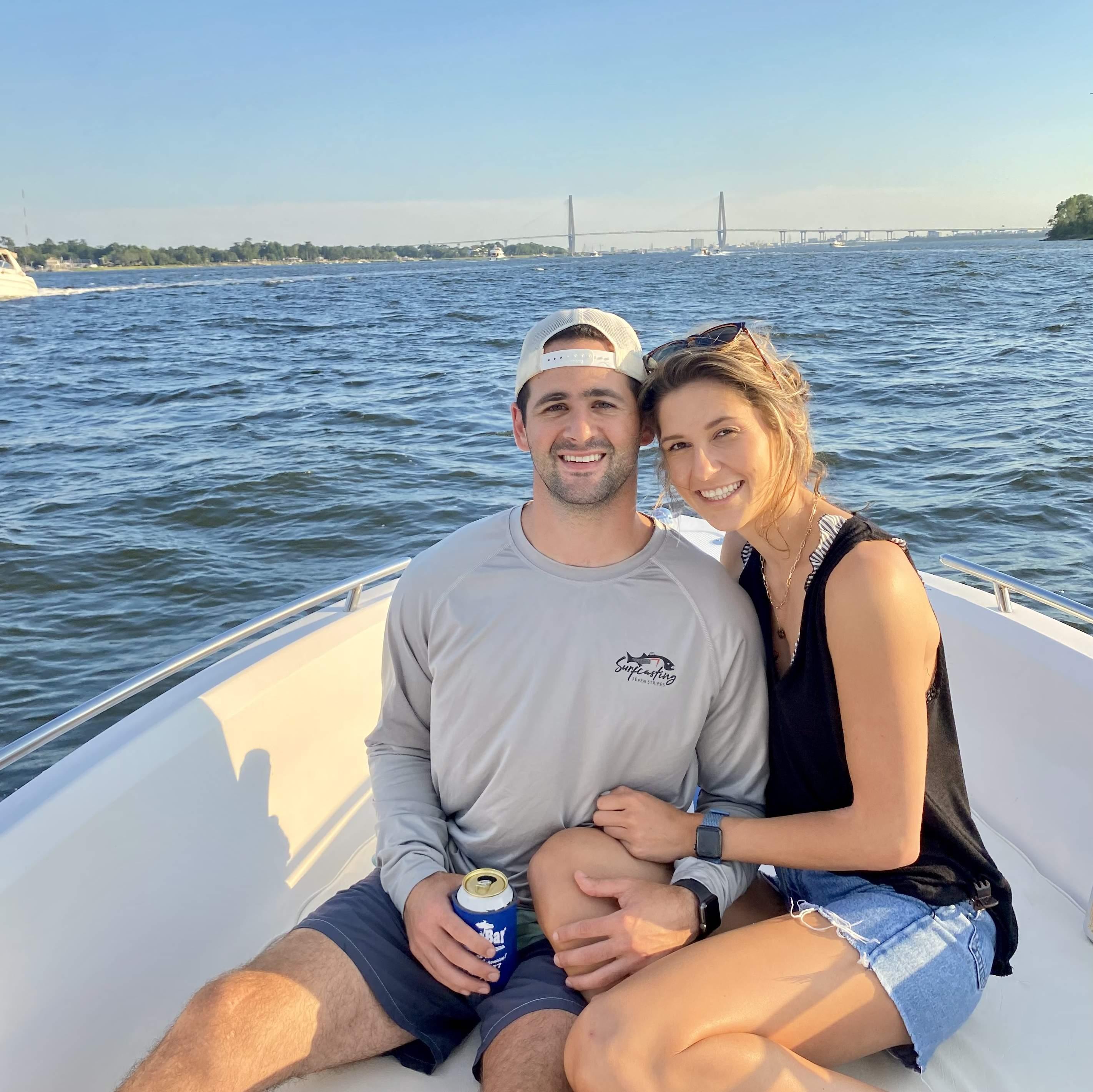 Relaxing on the boat with friends in Charleston, Summer 2021