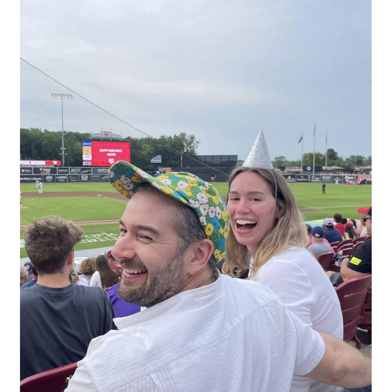 The Timber Rattler's (a WI minor league baseball team) scoreboard reads, "Happy Birthday Buck!" July 2024