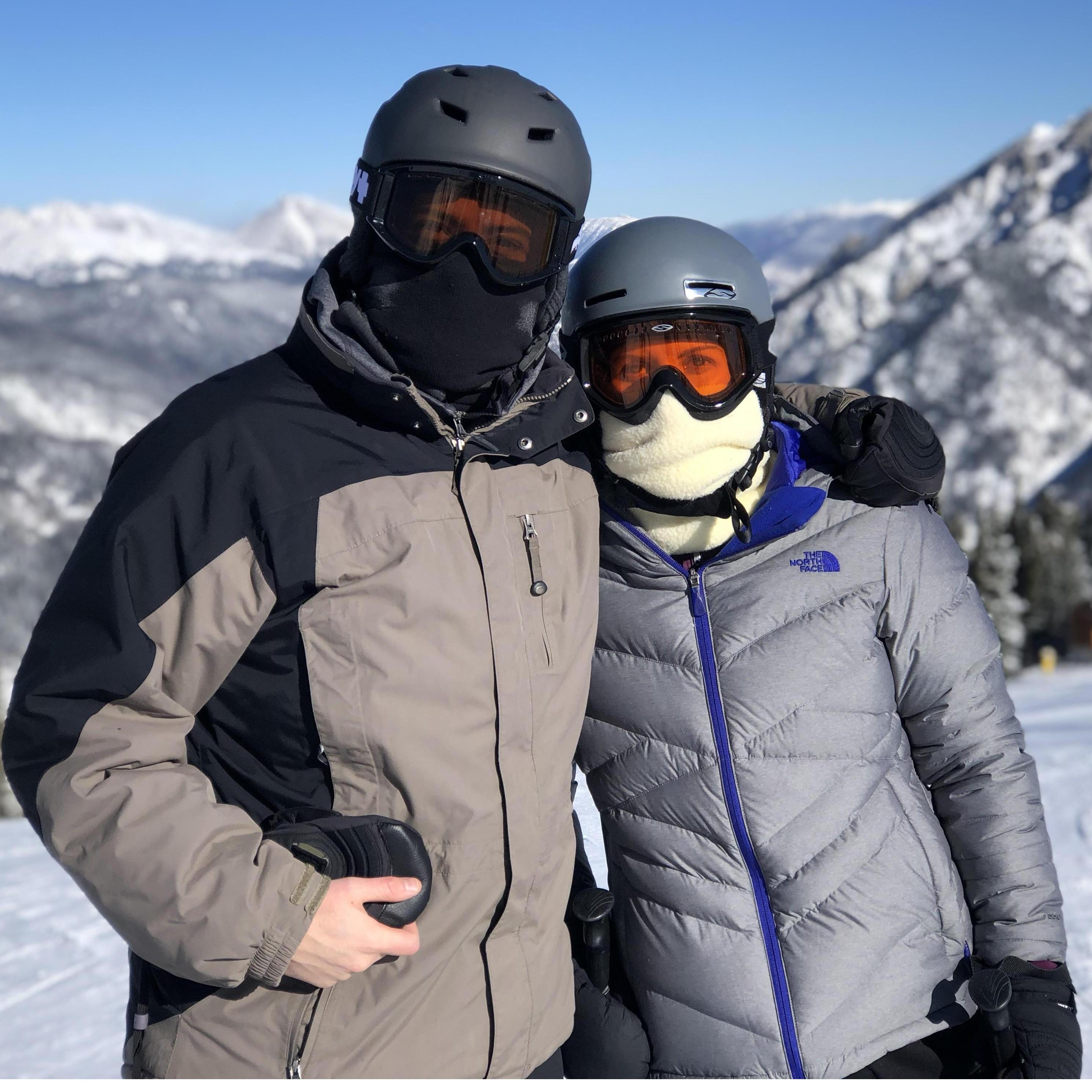 Skiing in Colorado, winter of 2017.  Don't we have nice smiles?