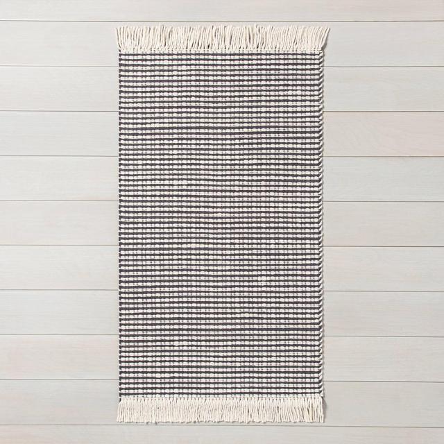 3' x 5' Textured Stripe Area Rug Railroad Gray / Sour Cream - Hearth & Hand™ with Magnolia
