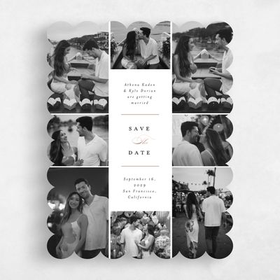 White Scalloped Wedding Save the Date - Perseus Multiphoto