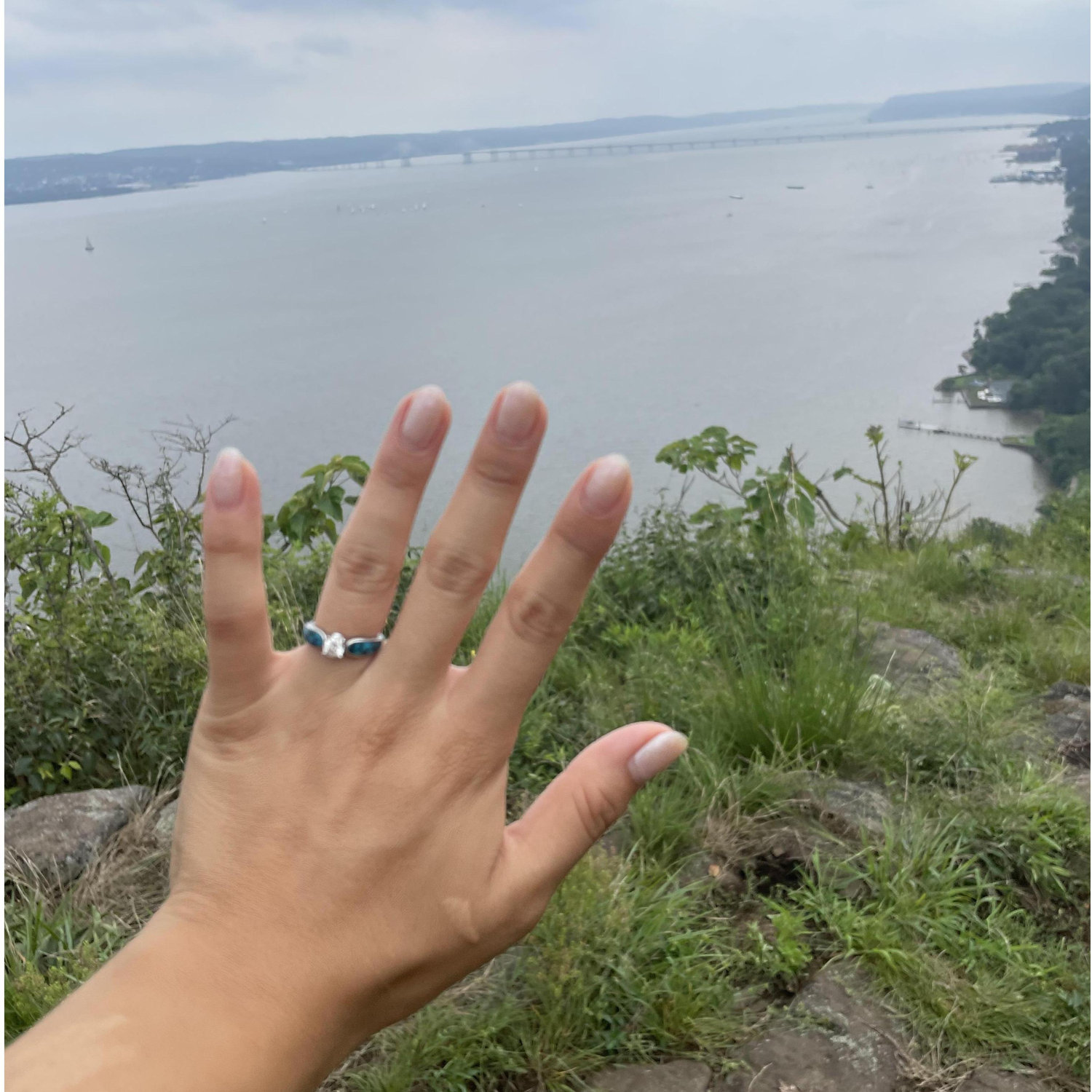 Dylan proposed to me after a hike up Hook Mountian.