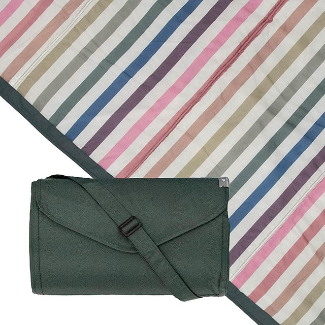 Little Unicorn – Chroma Rugby Stripe Indoor/Outdoor Blanket | 100% Polyester | Water Resistant | Simple Clean | Wipeable Material | Easy to Carry | Babies and Toddlers | Machine Washable | 5’ x 7’