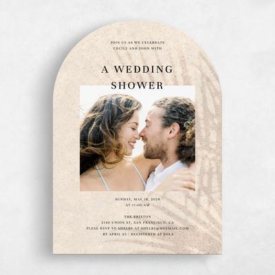Beige Arch Wedding Wedding Shower Invitation - Seabay Portrait