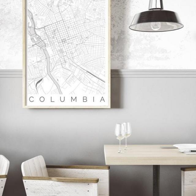 Map of Columbia, South Carolina - Columbia Decor - Map ART - Scandinavian Art  - Office Decor - Travel Poster - Congaree Vista Travel Poster