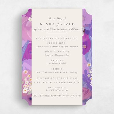 Purple Ticket Wedding Program - Chesley