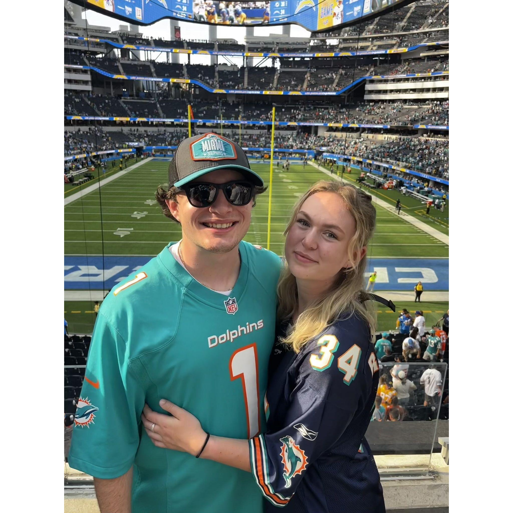 Our first Dolphins game, Los Angeles, CA
