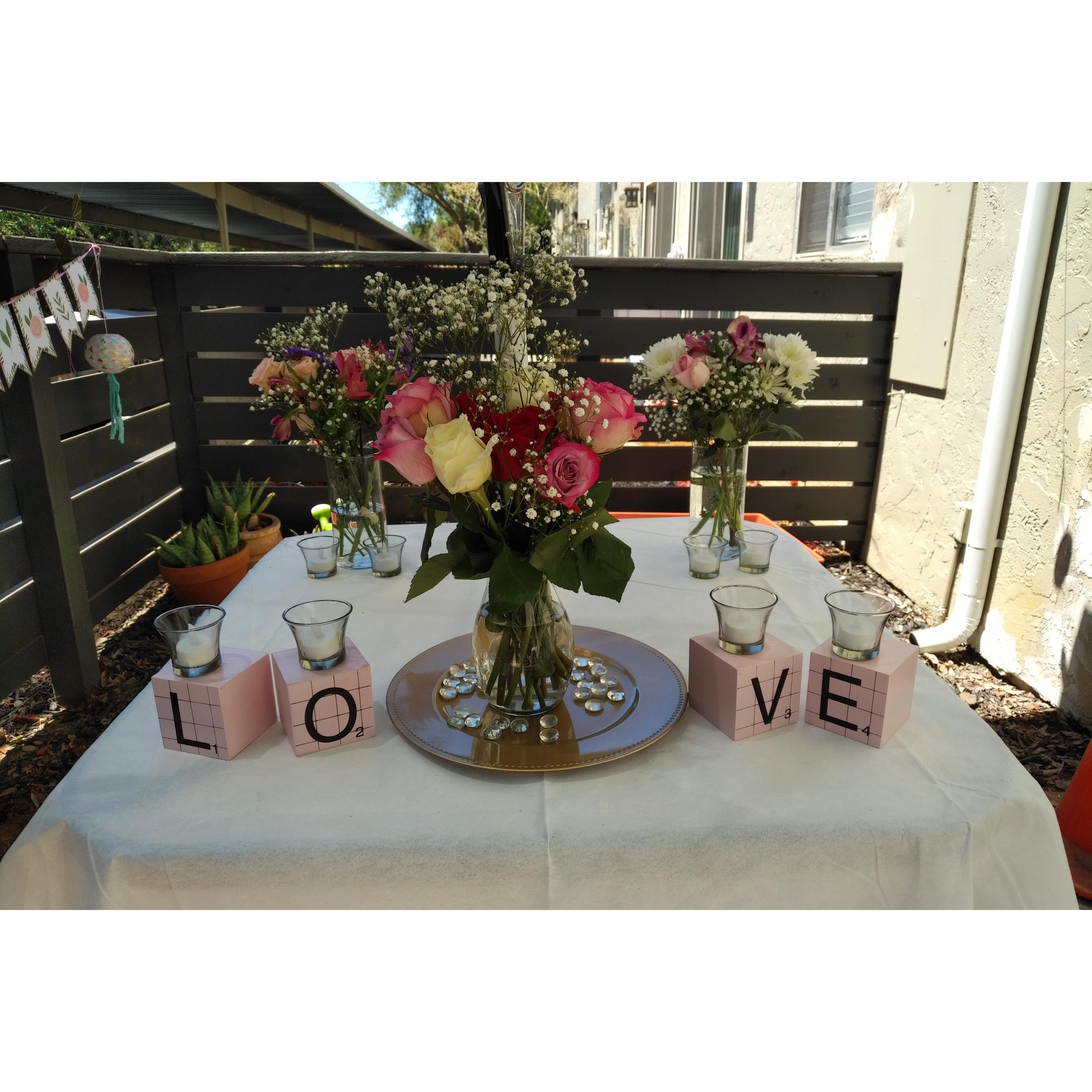 The beautifully decorated patio