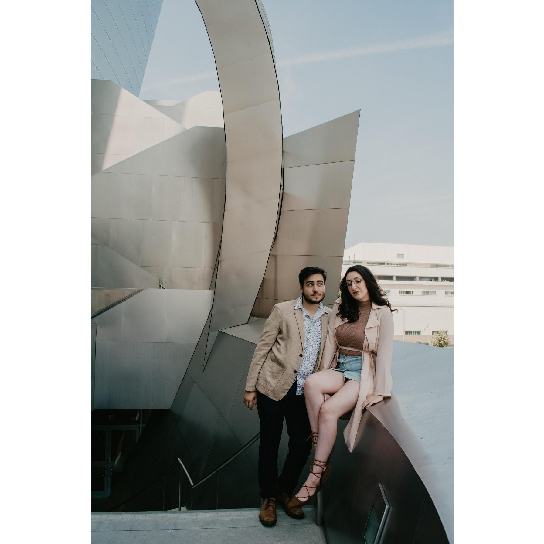 engagement photoshoot, walt disney concert hall