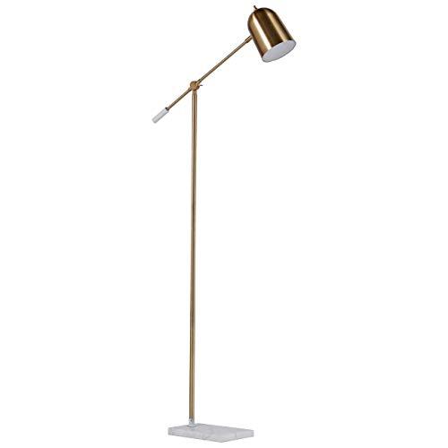 Rivet Avery Marble and Brass Adjustable Floor Lamp with Light Bulb, 63"H