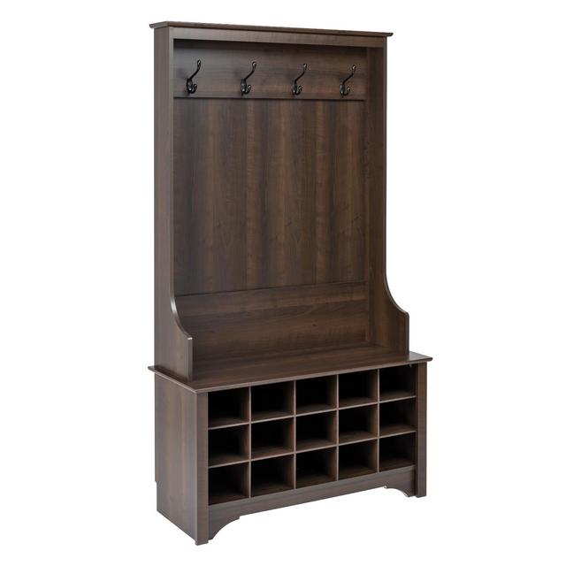 Hall Tree with Shoe Storage Espresso Brown- Prepac