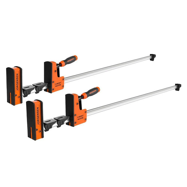 JORGENSEN 36-Inch Parallel Bar Clamp, Heavy-Duty Cabinet Master Clamp for Woodworking Glue-Up, 2200 lbs Force, Quick Release, Spreader Function, 2-Pack