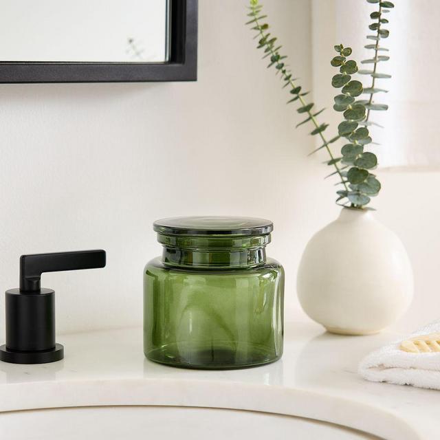 Apothecary Glass Bath Accessories, Short Canister, Green