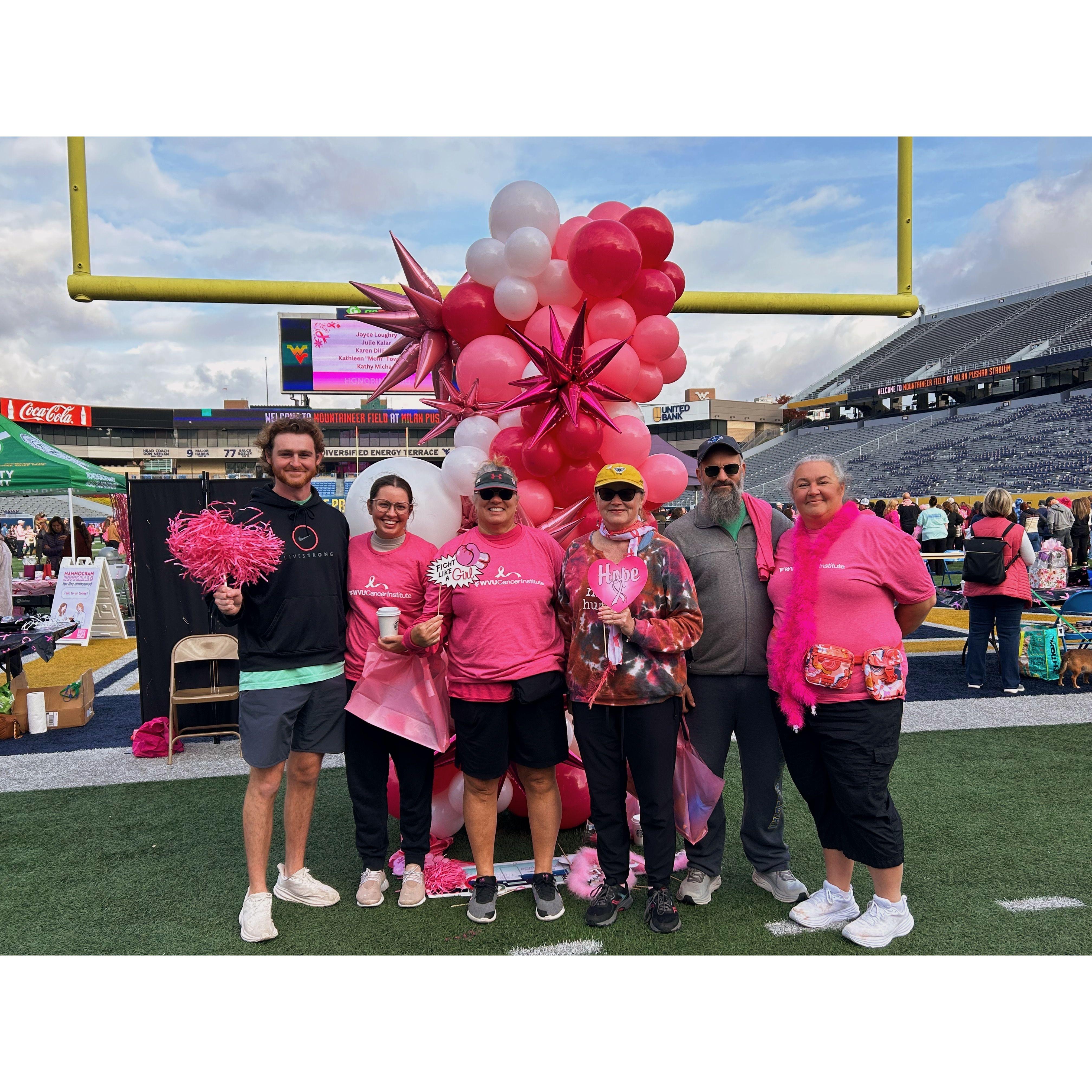 Sam's parents surprised my mom by coming in to support her at the annual breast cancer walk in Morgantown!