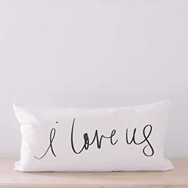 Lumbar Pillow - I Love Us, Handmade in the USA, calligraphy, home decor, wedding gift, engagement present, housewarming gift, cushion cover, throw pillow
