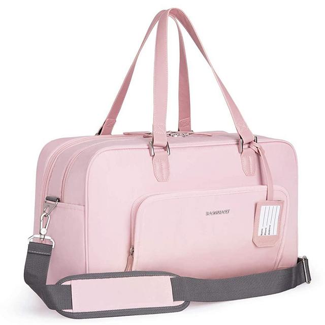 Weekender Bag, BAGSMART Carry On Bag Travel Duffle Bag Large Overnight Bag for Women, Dusty Pink