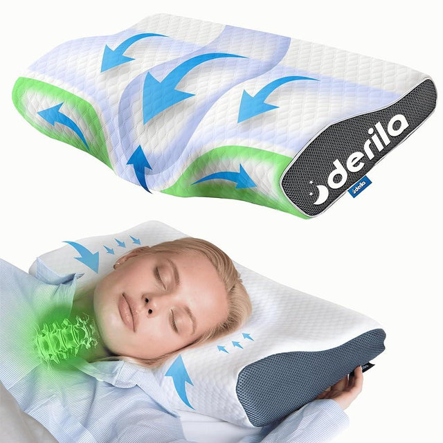 Derila King Size Cervical Pillow for Sleeping - Support Pillow for Side, Back, Stomach Sleepers - Contour Best Bed Pillows for Sleeping