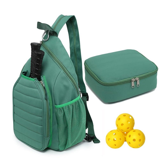 RAINBOW SMILE Sling Bag Crossbody Backpack for Pickleball Paddle Tennis Racketball Travel for Men and Women, with Ice Bag 2PS