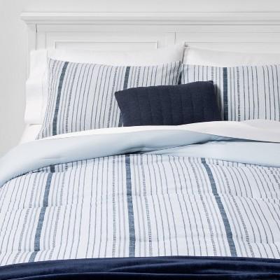 Full/Queen Line Work Stripe Bed in a Bag Blue - Room Essentials™