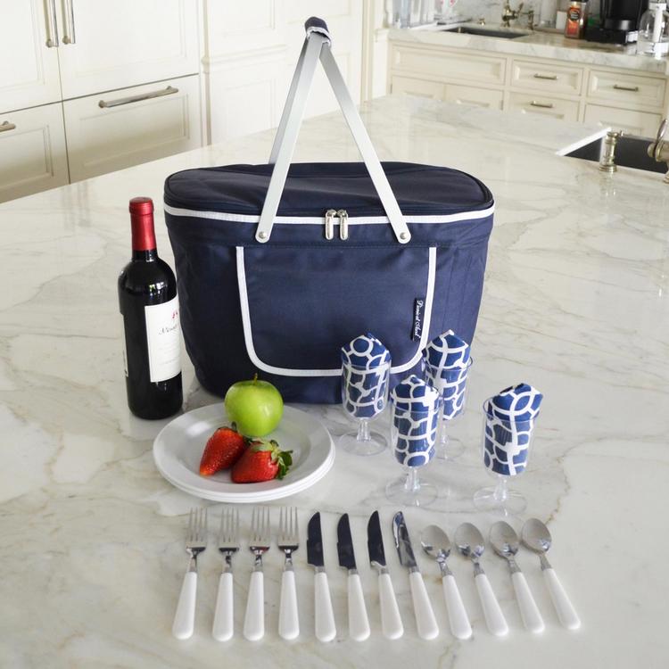 Picnic at Ascot, 4-Person Equipped Insulated Folding Picnic Set | Zola