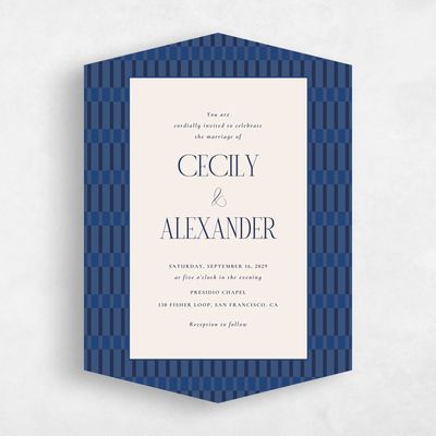 Blue Diamond Wedding Invitation - Jody Portrait