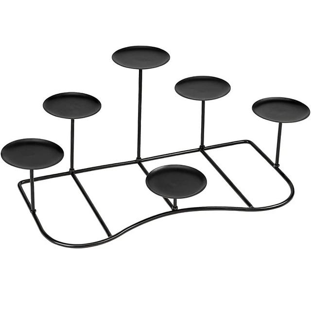 ZOHAAZ COLLECTIONS Fireplace Candleholder - 6 DYI Mantle Candelabra Flameless - Wax Pillar Candle Stand with Black Iron Decoration on Desk or Floor