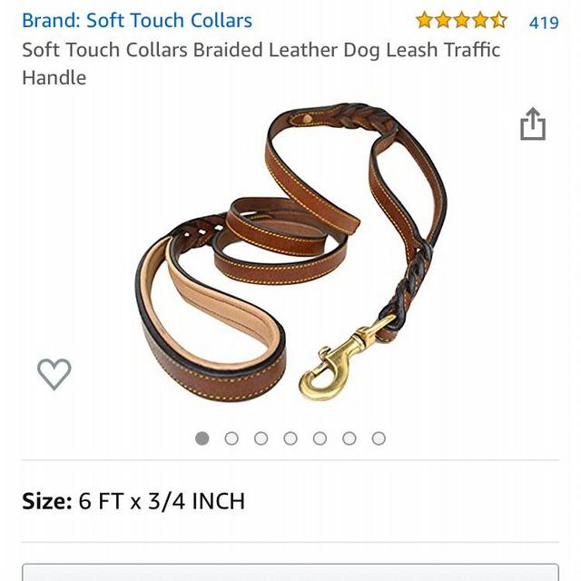 Soft Touch Collars Braided Leather Dog Leash Traffic Handle